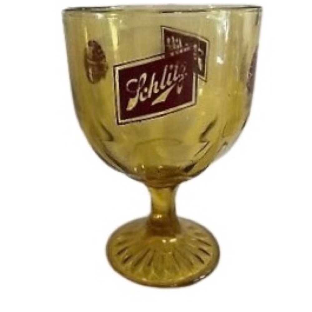 Vintage 1970’s Schlitz Amber Thumb Print Beer Goblet